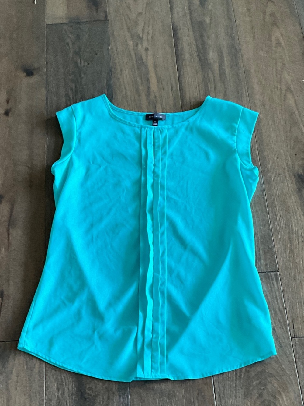The Limited Teal Sleeveless Pleated Front Blouse